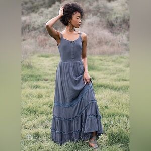 Joyfolie Slate Blue Maxi Dress